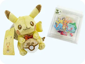 30周年記念のピカチュウぬいぐるみと限定グッズ